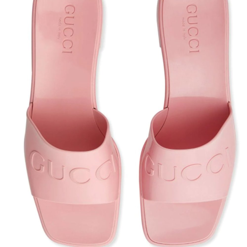 Gucci Pink Rubber Slide Sandals